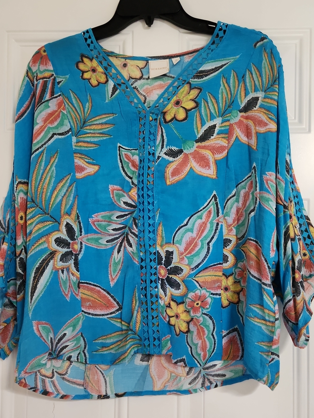 Zac & Rachel Floral Blouse in Blue & Pink
